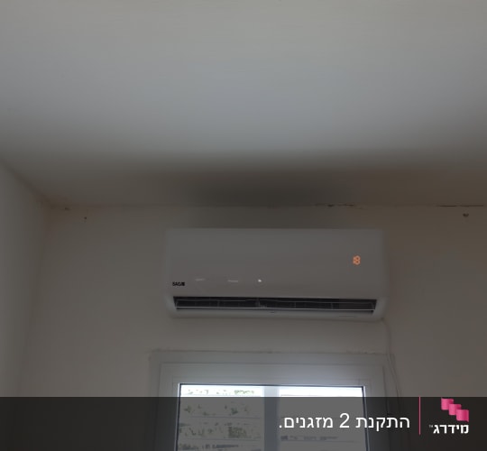 מזגן מותקן על קיר עם תצוגת טמפרטורה